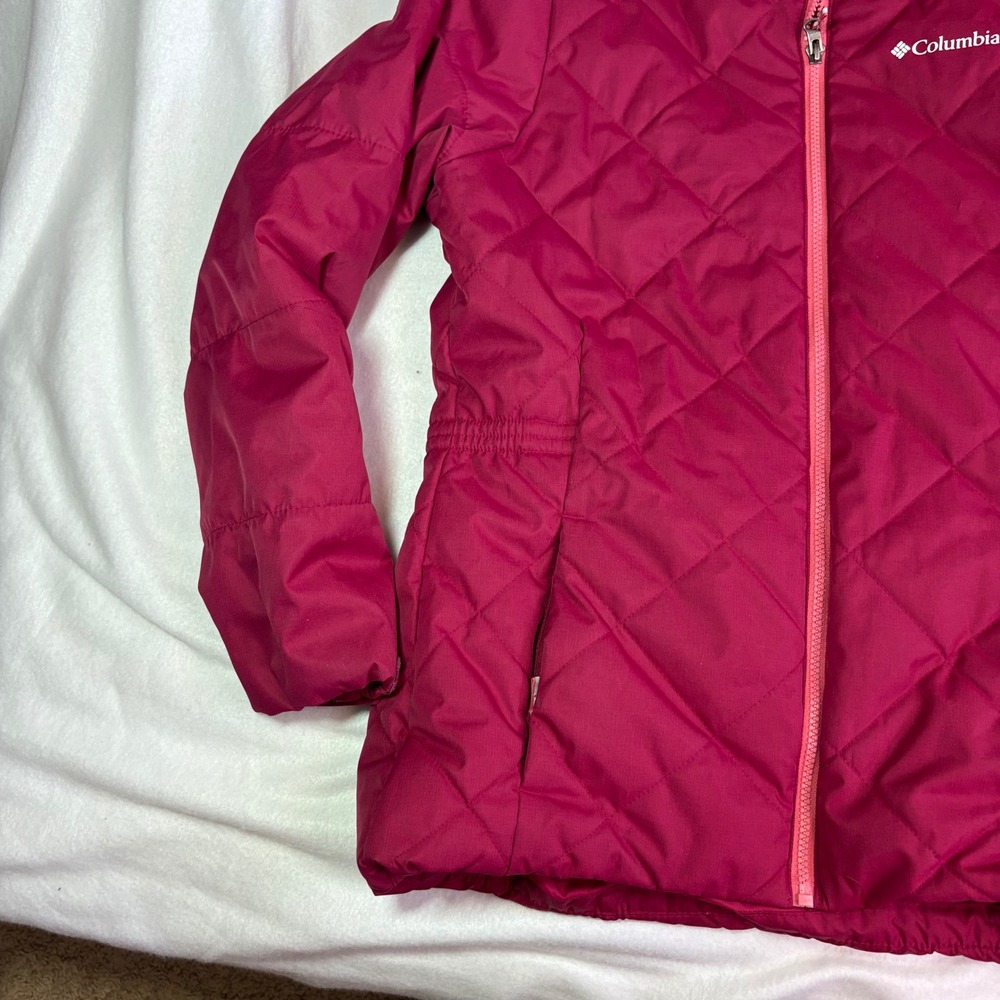 Columbia Omni-Tech Quilted Puffer Jacket Magenta Pink Hooded XL - Picture 2 of 6